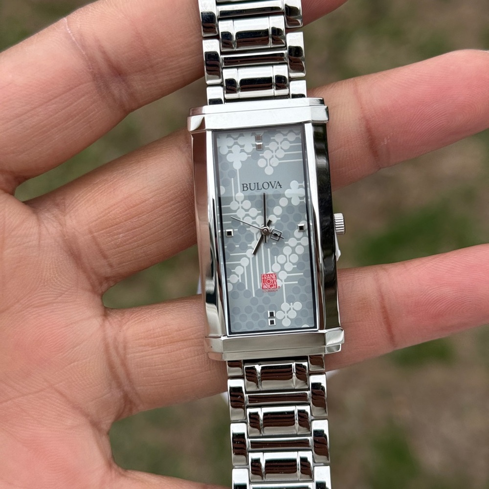 Bulova Frank Lloyd Silver Rectangular Bracelet Wa… - image 2